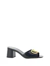 Valentino Black Vlogo Signature Slide Heeled Sandals In Multi