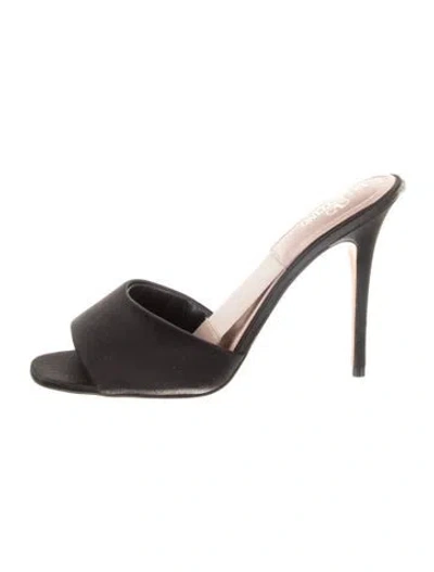 Pre-owned Valentino Garavani Vlogo Satin Slides In Black