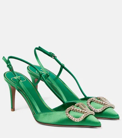 Valentino Garavani Elegant And Refined Green Heeled Shoes In Multi