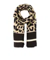 Valentino Animal Print Silk Foulard With Contrast Border In Brown