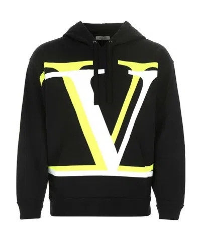 Valentino Vlogo Shadow Print Hoodie In Black