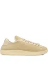 Valentino Royco Shearling Round Toe Flat Sole Sneakers In Neutral