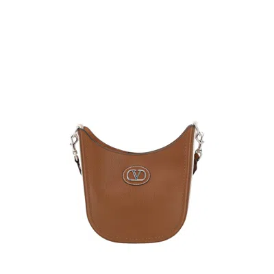 Valentino Garavani Vlogo Shoulder Bag In Leather Brown