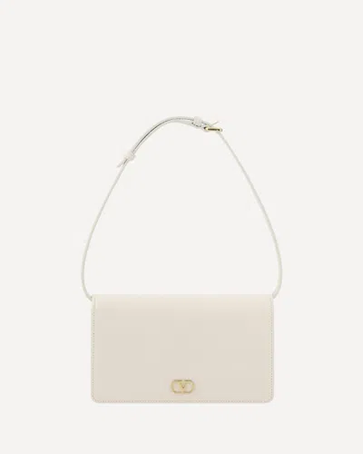 Valentino Garavani Ivory Leather Vlogo Signature Clutch In Pink