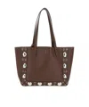 Valentino Medium Leather Tote With Eyelet And Studs In Brown