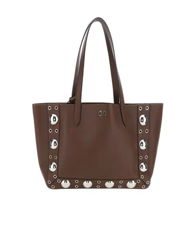 Valentino Garavani Vlogo Shoulder Bag In Brown