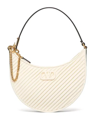 Valentino Garavani Mini Lambskin Vlogo Signature Shoulder Bag In Neutrals