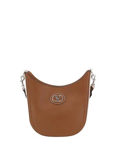 Valentino Garavani Vlogo Shoulder Bag In Leather Brown