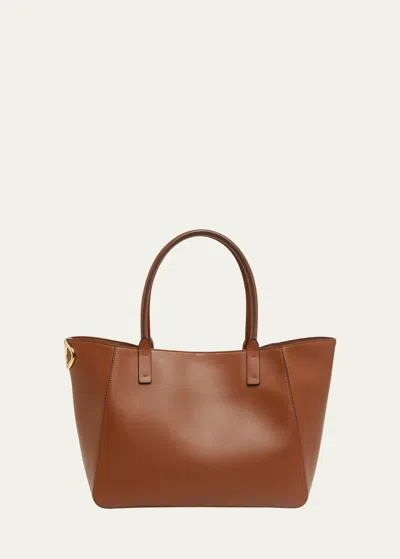 Valentino Garavani Vlogo Side Shopping Tote Bag In Nappa Calfskin Leather In N58 Tobacco