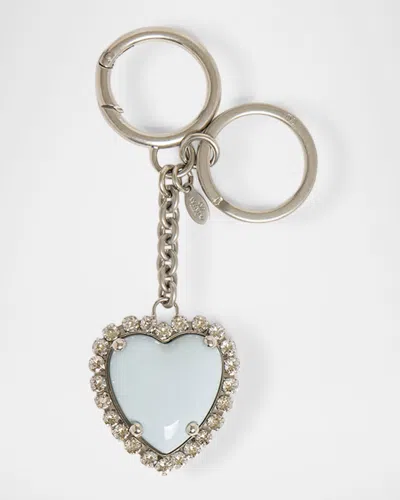 Valentino Garavani Vlogo Signatur Embellished Heart Keyring In Metallic