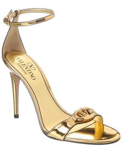 Valentino Garavani Valentino Vlogo Signature 100 Leather Sandal In Gold