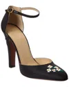 Valentino Pumps Floral Embroidery Gold-tone Hardware In Black