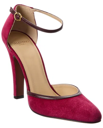 Valentino Garavani Valentino Vlogo Signature 105 Suede & Leather Pump In Purple
