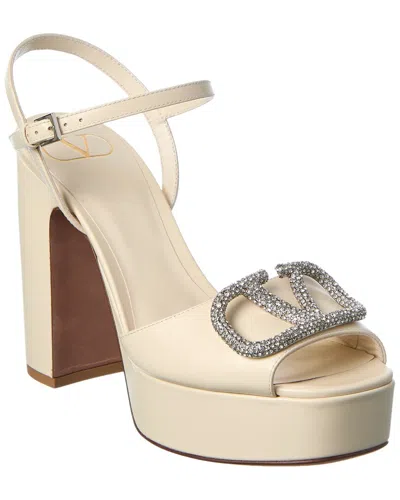 Valentino Garavani Valentino Vlogo Signature 114 Leather Sandal In White