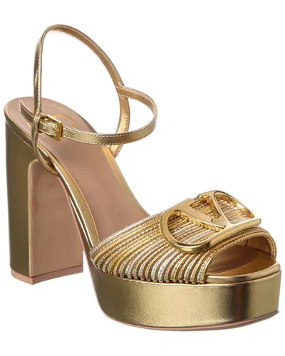 Valentino Garavani Valentino Vlogo Signature 115 Leather Platform Sandal In Gold