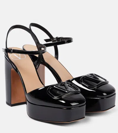 Valentino Garavani Vlogo Signature 115 Patent Leather Platform Pumps In Black