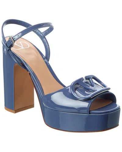 Valentino Garavani Valentino Vlogo Signature 115 Patent Platform Sandal In Blue