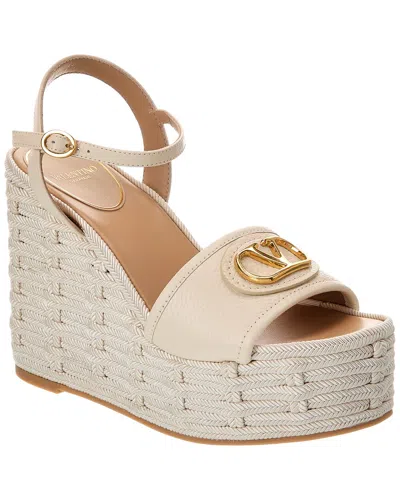 VALENTINO GARAVANI VALENTINO VLOGO SIGNATURE 120 GRAINY LEATHER WEDGE SANDAL