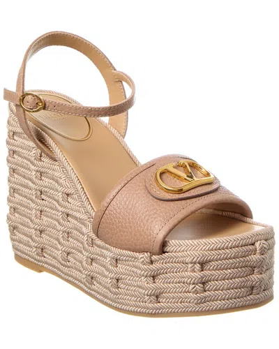 Valentino Garavani Valentino Vlogo Signature 120 Grainy Leather Wedge Sandal In Brown