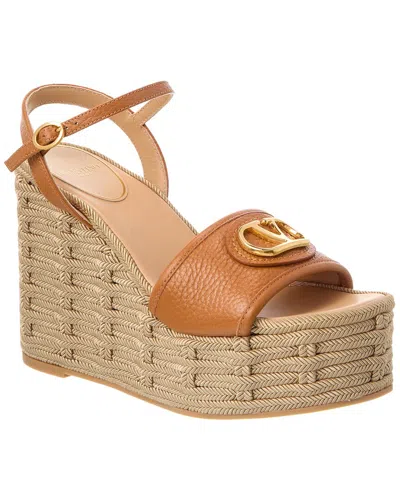 Valentino Garavani Valentino Vlogo Signature 120 Grainy Leather Wedge Sandal In Brown