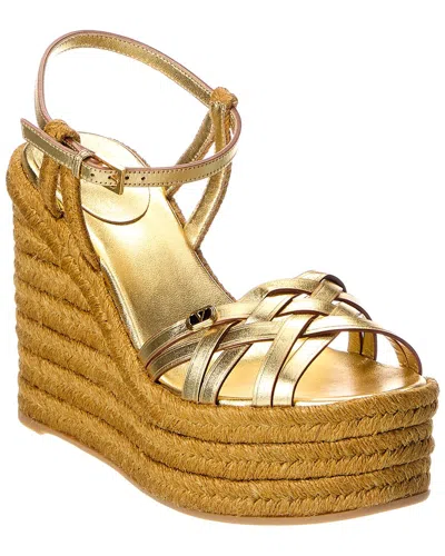 Valentino Garavani Valentino Vlogo Signature 120 Leather Wedge Sandal In Yellow