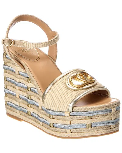 Valentino Garavani Valentino Vlogo Signature 120 Leather-trim Wedge Sandal In Brown
