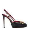 Valentino Womens Black Vlogo 120 Pointed-toe Leather Slingback Courts In Black