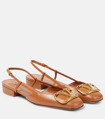 Valentino Garavani Vlogo Signature 20 Leather Slingback Pumps In Brown