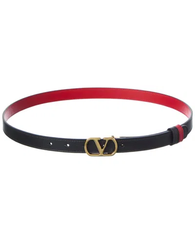 Valentino Garavani Valentino Vlogo Signature 20 Reversible Leather Belt In Black