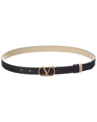 Valentino Garavani Valentino Vlogo Signature 20 Reversible Leather Belt In Black