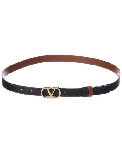 Valentino Garavani Valentino Vlogo Signature 20 Reversible Leather Belt In Black