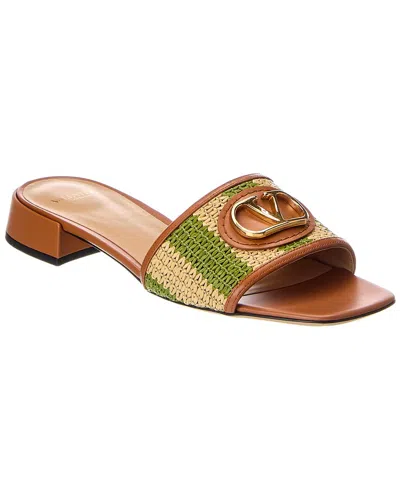 Valentino Garavani Valentino Vlogo Signature 20 Straw & Leather Sandal In Animal Print