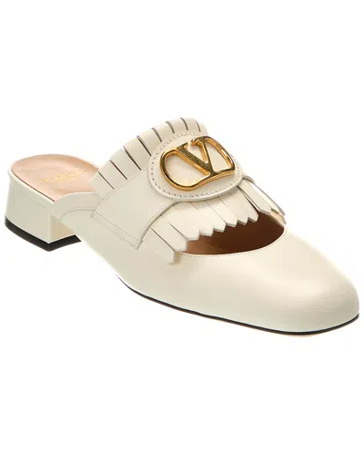 Valentino Garavani Vlogo Signature Leather Slippers In White