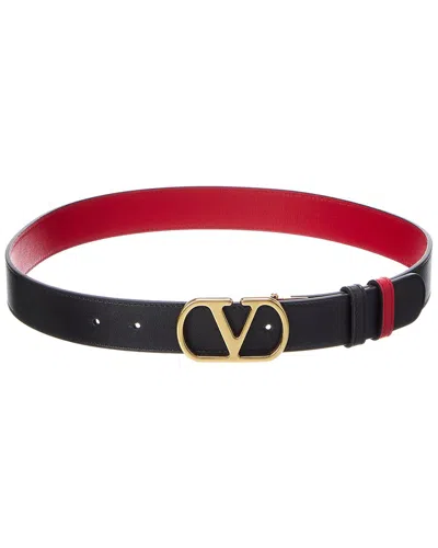 Valentino Garavani Valentino Vlogo Signature 30 Reversible Leather Belt In Black