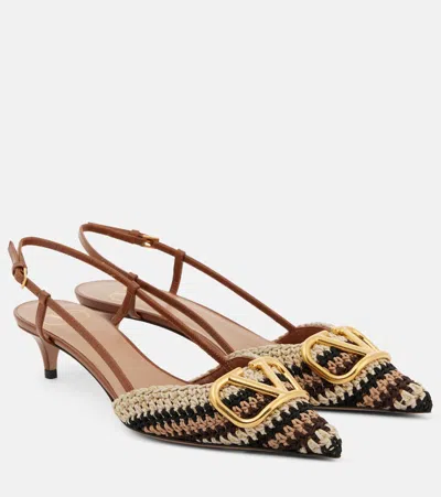 Valentino Garavani Vlogo Signature 40 Crochet Slingback Pumps In Multicoloured