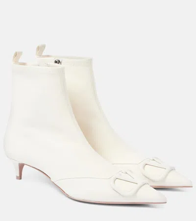 Valentino Garavani Ankle Boots Vlogo Signature 40 Aus Leder In Weiss