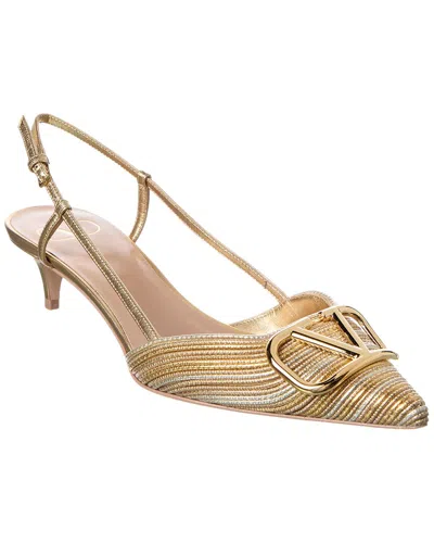 Valentino Garavani Valentino Vlogo Signature 40 Leather Slingback Pump