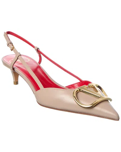 Valentino Garavani Valentino Vlogo Signature 40 Leather Slingback Pump In Neutral