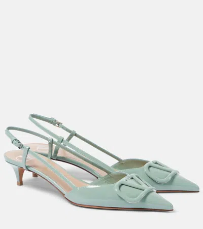 Valentino Garavani Slingback-pumps Vlogo Signature 40 Aus Leder In Grün