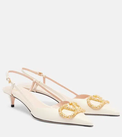 Valentino Garavani Vlogo Signature 40 Slingback Pumps In Sand