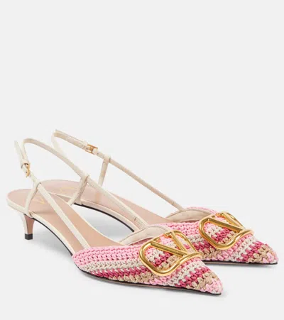 Valentino Garavani Slingback-pumps Vlogo Signature 40 In Nude