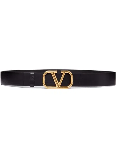 Valentino Garavani Cintura Vlogo Signature In Vitello In Black