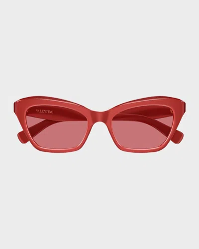 Valentino Vlogo Signature 52mm Cat-eye Sunglasses In Red