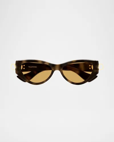 Valentino Vlogo Signature 54mm Acetate Cat-eye Sunglasses In Brown