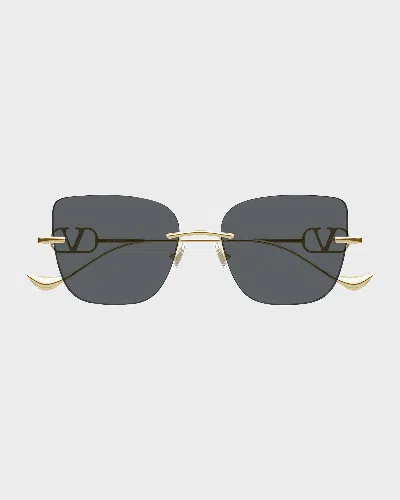 Valentino Vlogo Signature 54mm Square Sunglasses In Gold