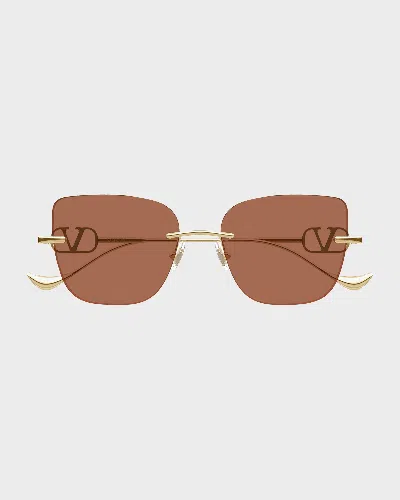 Valentino Vlogo Signature 54mm Square Sunglasses In Gold