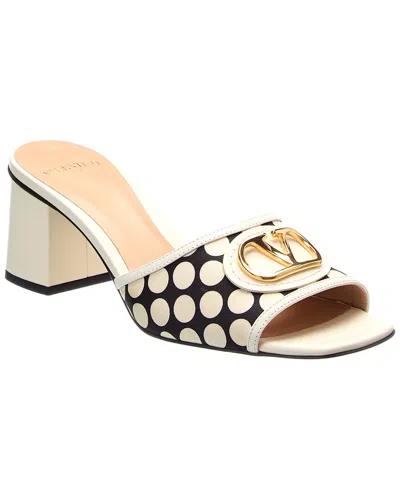 Valentino Garavani Sandalo Slide Vlogo Signature In Tessuto Plus De Pois 60mm In Multi