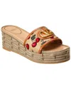 Valentino Garavani Valentino Vlogo Signature 60 Cherryfic Leather-trim Wedge Sandal In Nude