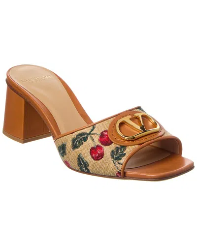 Valentino Garavani Valentino Vlogo Signature 60 Cherryfic Leather-trim Sandal In Brown