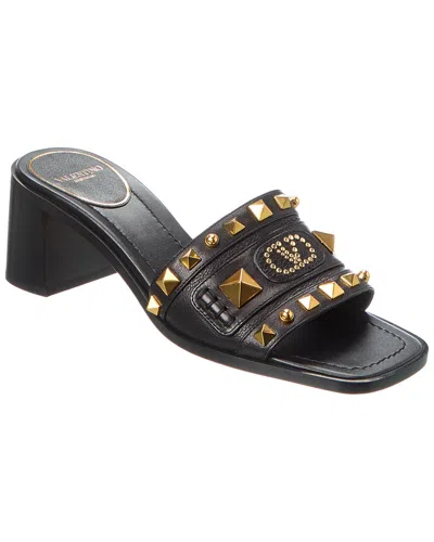 Valentino Garavani Valentino Vlogo Signature 60 Grainy Leather Sandal In Black